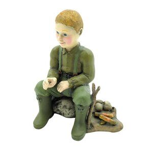 Candy Design Norway Boy Camping Camp Fire RARE Figurine Outdoors Nature Campsite